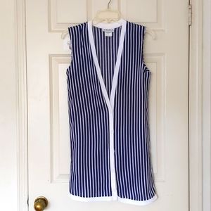 Vintage Toni Petite 100% Rayon Lightweight Button-Down Long Vest with stripes.
